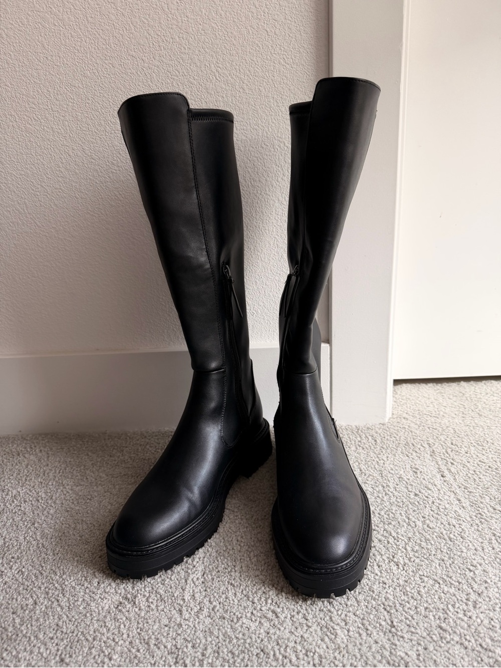 ZARA Black Knee High Lug Sole Boots (EUR 37) - Picture 2 of 7